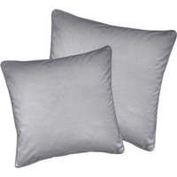 Pair of Soft Velvet Cushion Covers - Cases Only - Grey / 55cm