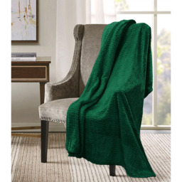 Snug Soft Chevron Patterned Blanket Mink Throw  - Emerald / 127x152 - thumbnail 2
