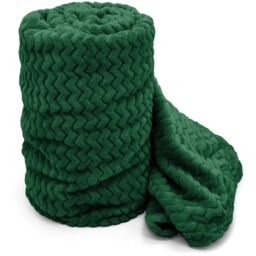 Snug Soft Chevron Patterned Blanket Mink Throw  - Emerald / 127x152 - thumbnail 4
