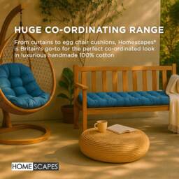 Homescapes Garden Bench Cushion Luxury Cotton Indoor Outdoor Bench Pad - Airforce Blue / 143cm - thumbnail 5