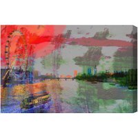 London Eye View with Ben Graphic Art Wrapped on Canvas - Red / 92cm