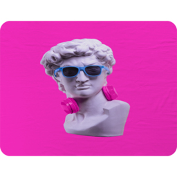 Plaster Statue Of David'S Head In Blue Sunglasses Blanket - Pink - thumbnail 2