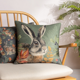 Forest Hare Profile Cushion - Grey / Feather - thumbnail 3