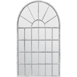 MirrorOutlet The Dorset Rustic Metal Framed Arched Leaner Wall Mirror - White / 79cm - thumbnail 3