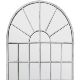 MirrorOutlet The Dorset Rustic Metal Framed Arched Leaner Wall Mirror - White / 79cm - thumbnail 5