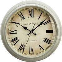 Vermont 35cm Dia Grey Finish Wall Clock - Cream