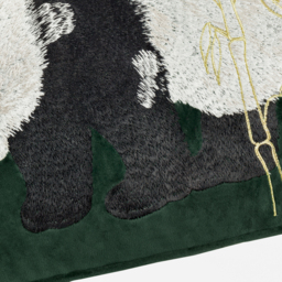 Chuan Tranquil Panda Velvet Cushion - Emerald / Feather - thumbnail 4