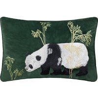 Chuan Tranquil Panda Velvet Cushion - Emerald / Feather - thumbnail 1