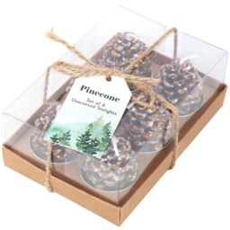 Set of 6 Pinecone Tealight Candles - Unscented - thumbnail 5