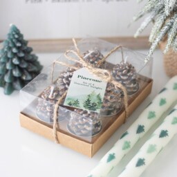 Set of 6 Pinecone Tealight Candles - Unscented - thumbnail 3