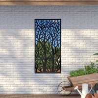 MirrorOutlet Large Metal Tree Design Garden Wall Mirror 120 X 60cm - Antique Black - thumbnail 1