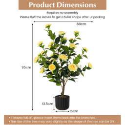 2 Pack Artificial Camellia Tree Faux Flower Plant - Yellow - thumbnail 3