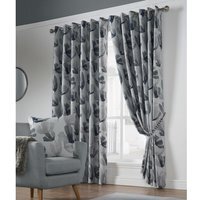 Amsterdam Eyelet Black Out Eyelet Curtains - Charcoal / 183cm / 168cm