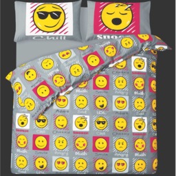 Emoji Emoticons Fun Grey Duvet Cover and Pillowcase Set - Grey - thumbnail 5