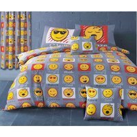 Emoji Emoticons Fun Grey Duvet Cover and Pillowcase Set - Grey - thumbnail 1