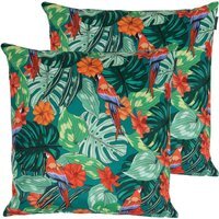 Parrot Print Outdoor Cushion (Set of 2) - Green - thumbnail 1