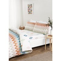 Bali Zigzag Duvet Cover Pillowcase  Fitted Sheet Set - Multi / Double - thumbnail 1