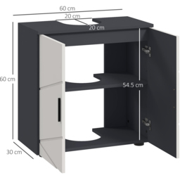 kleankin Pedestal Sink Cabinet with Shelf - Light Grey - thumbnail 3