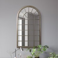 MirrorOutlet The Somerley Country Rustic Framed Arched Leaner Wall Mirror - Stone