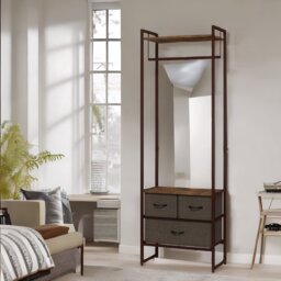 Industrial Hall Tree Coat Rack With 3 Fabric Drawers - Brown - thumbnail 3