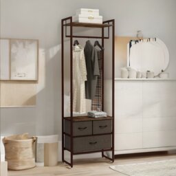 Industrial Hall Tree Coat Rack With 3 Fabric Drawers - Brown - thumbnail 4