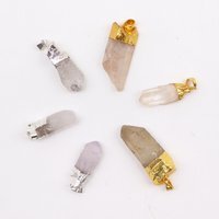 Assorted Clear Quartz Gemstone Pendants in Gold, Silver Plating - Multi