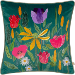 House Of Bloom Celandine Piped Cushion - Teal / 80 Polyester 20 Feather - thumbnail 2