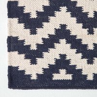 Homescapes Casablanca Handwoven Zig Zag Pattern Kilim Rug - Blue and White / 150cm - thumbnail 1