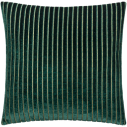 Savoy Stripe Cut Velvet Cushion - Emerald / Feather - thumbnail 2