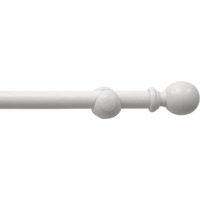 Natural Wooden Eyelet Curtain Pole - White / 240cm - thumbnail 1