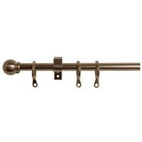 10 - 13mm Antique Brass Metal Ball Curtain Pole Set - Antique Brass / 150cm