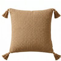 Pure Handmade Cotton Muslin Cushion with Cover (45 cm x 45cm) - Beige