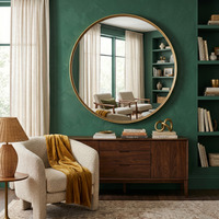 Round Mirror Gold Wall Mirror Aluminium Frame Deep Frame - Gold - thumbnail 1