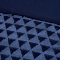 Diamond Cut Teddy Polyester Fleece Duvet Cover Set with Pillowcase - Navy / Single - thumbnail 3