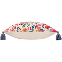Posies Floral Tasselled Cushion - Multicolour/Blue / 80 Polyester 20 Feather - thumbnail 3