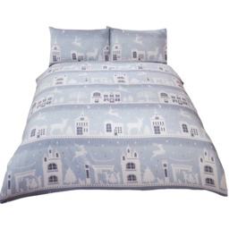 Reindeer Road Cotton Bed Cover Duvet Set With Pillowcase - Silver / Superking - thumbnail 2