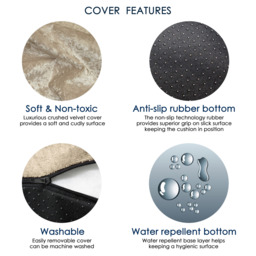 Crushed Velvet Floor Cushion with Non-Slip Back - Natural / 85cm - thumbnail 3