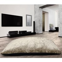 Crushed Velvet Floor Cushion with Non-Slip Back - Natural / 85cm