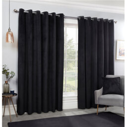 Vermont Velvet Blackout Curtains - Black / 168cm / 137cm - thumbnail 2