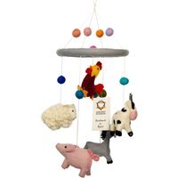 Handmade Felt Farm Animals Mobile for Nursery Kids Room Decor - Multi