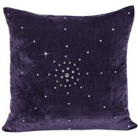 Luxury Soft Velvet Stud Gem Detail Cushion - Plum / 43cm