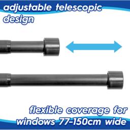 Extendable Metal Curtain Pole Kit - Matt Black / 77 - 150 cm / 1 - thumbnail 4