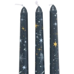 Set of 3 Starry Night Taper Candles - Navy Blue - thumbnail 3