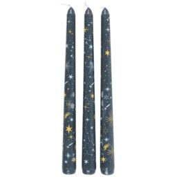 Set of 3 Starry Night Taper Candles - Navy Blue - thumbnail 4