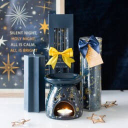 Set of 3 Starry Night Taper Candles - Navy Blue - thumbnail 2