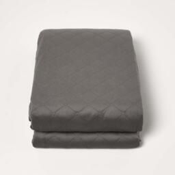 Homescapes Diamond Quilted Velvet Bed Throw - Grey - thumbnail 4