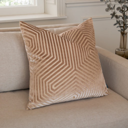 Evoke Cut Velvet Cushion - Mink / 55cm / Feather - thumbnail 5