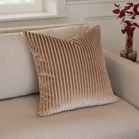 Savoy Stripe Cut Velvet Cushion - Mink / Feather