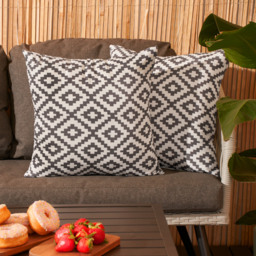 Pack Of Geometric Outdoor Cushion Covers - Geo Grey / 2 - thumbnail 2
