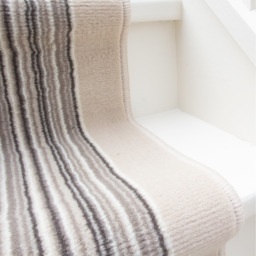 Neutral Striped Cut To Measure Stair Carpet Runner 60cm Wide - Beige / 975cm - thumbnail 4